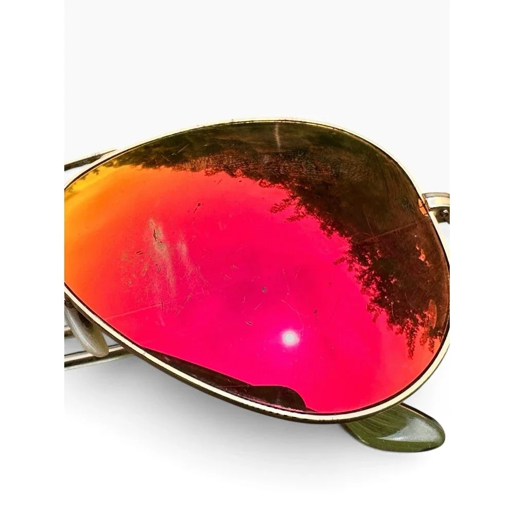 Ray Ban RB3025 Aviator Large Metal Sunglasses Orange Mirror Gold Frame 58mm